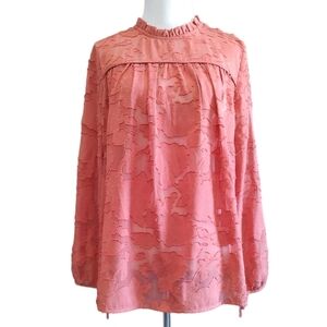 Simply Styled Sheer Peach Long Sleeve Top Size M